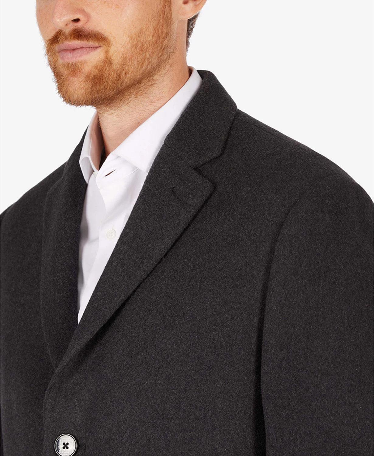 Calvin Klein Men's Prosper Wool-Blend Slim Fit Overcoat Coat 42 L Dark Gray