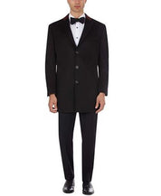 Tallia Mens Wool Blend Contrast Velvet Top Collar Over Coat Medium Black  Medium