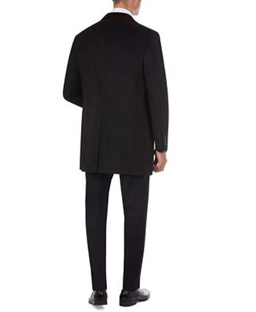Tallia Men's Overcoat Black Velvet Red Collar Large