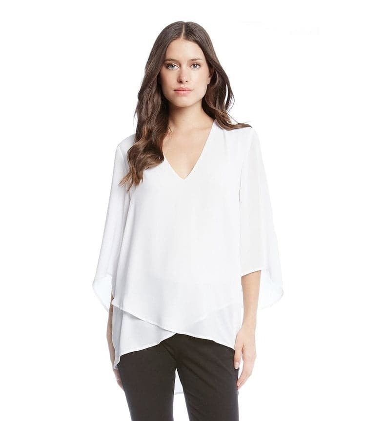 Karen Kane Womens Bracelet Sleeve Asymmetric Top Size XL White