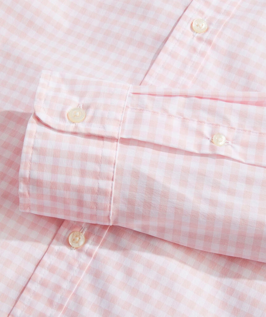 Vineyard Vines Mens Gingham on the Go Classic Fit Shirt Pink White Medium