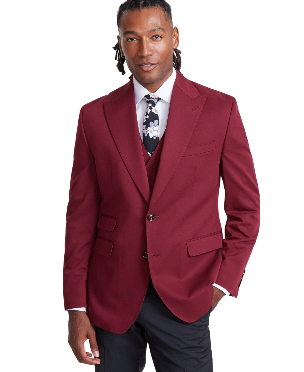 Tayion Mens Classic fit Suit Jacket Blazer 44 R Red Plaid