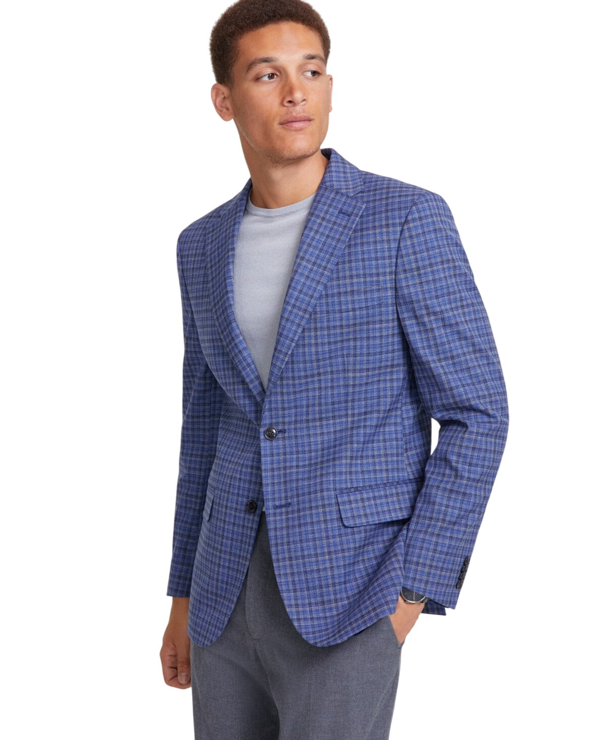 Tommy Hilfiger Mens Modern fit Sport Coat Blazer 36 S Blue Check