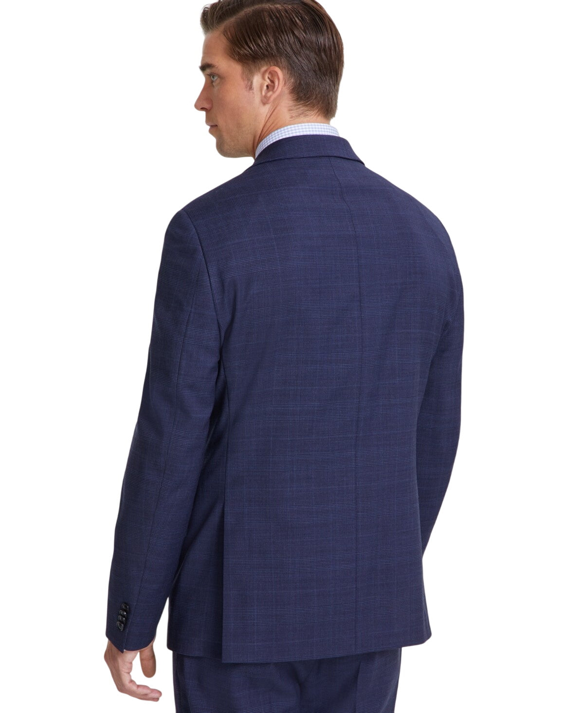 Tommy Hilfiger Mens Modern fit Suit Jacket Blazer 40 L Navy Blue Plaid Stretch