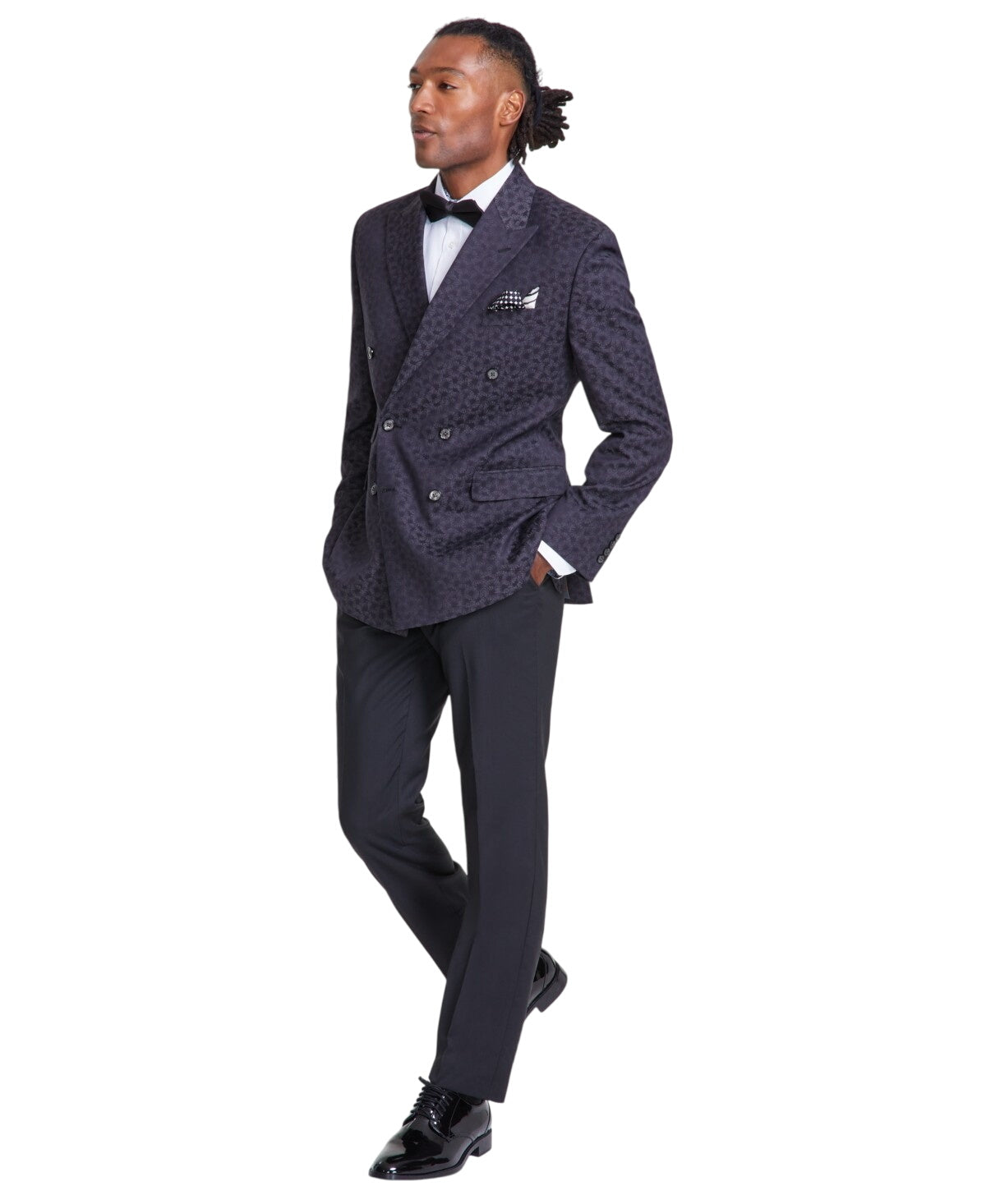 Tayion Mens Classic fit Double Breasted Suit Jacket Blazer 42 R Black