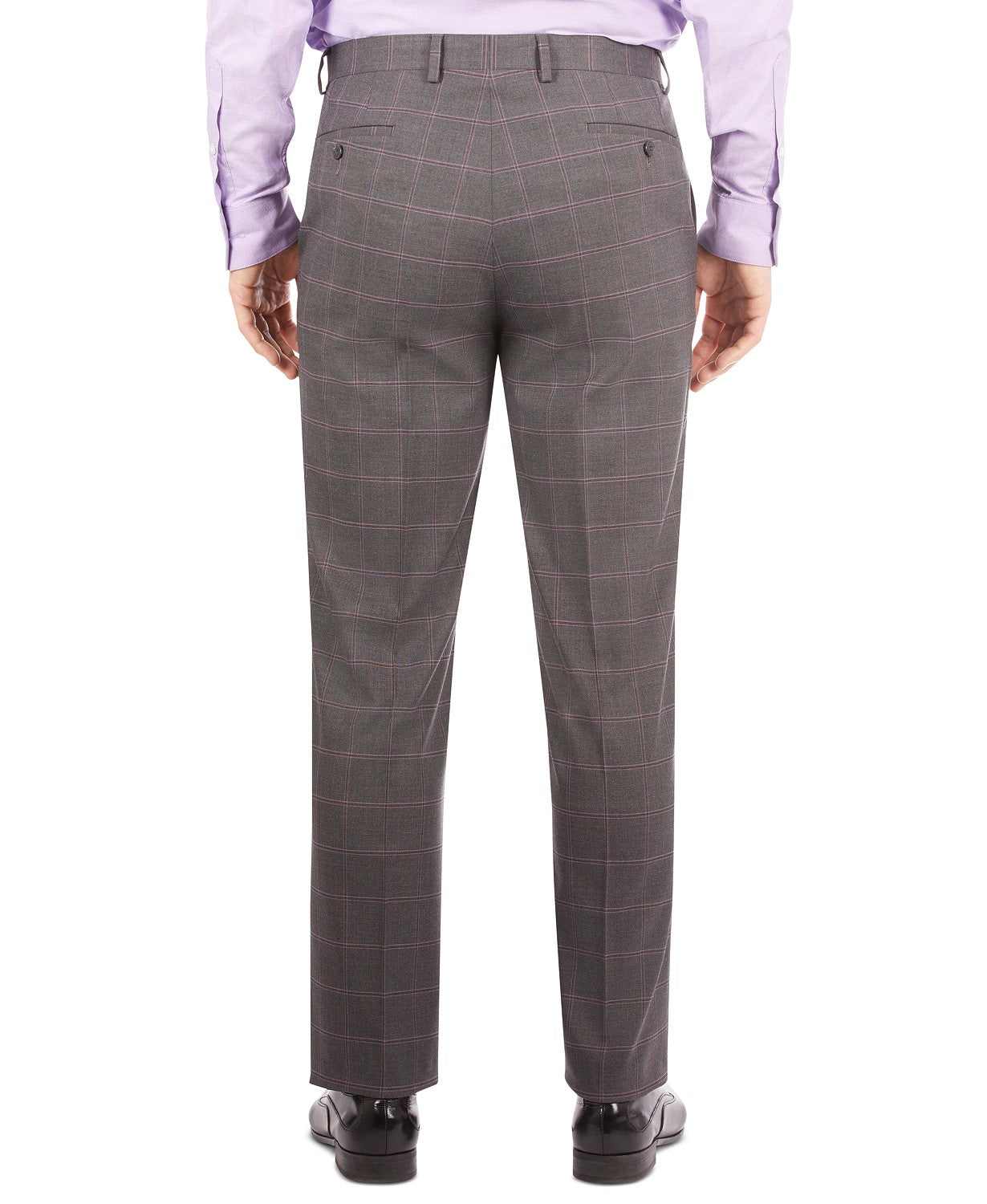 Sean John Mens Classic Fit Check Suit Pants Grey Purple 36 x 30
