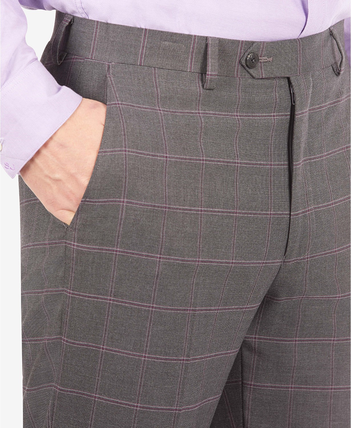Sean John Mens Classic Fit Check Suit Pants Grey Purple 36 x 30