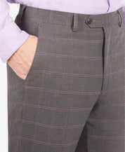 Sean John Mens Classic Fit Check Suit Pants Grey Purple 36 x 30