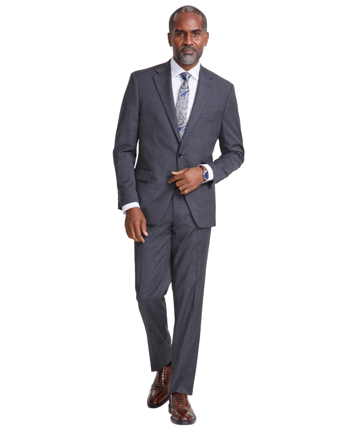 Tallia Mens Classic fit Suit Jacket Blazer 42 R Charcoal Grey Solid