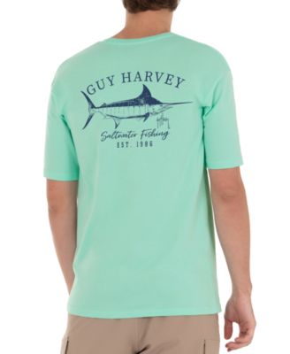 Guy Harvey Marlin Sketch Short Sleeve Crewneck T-Shirt Beach Glass Green Medium