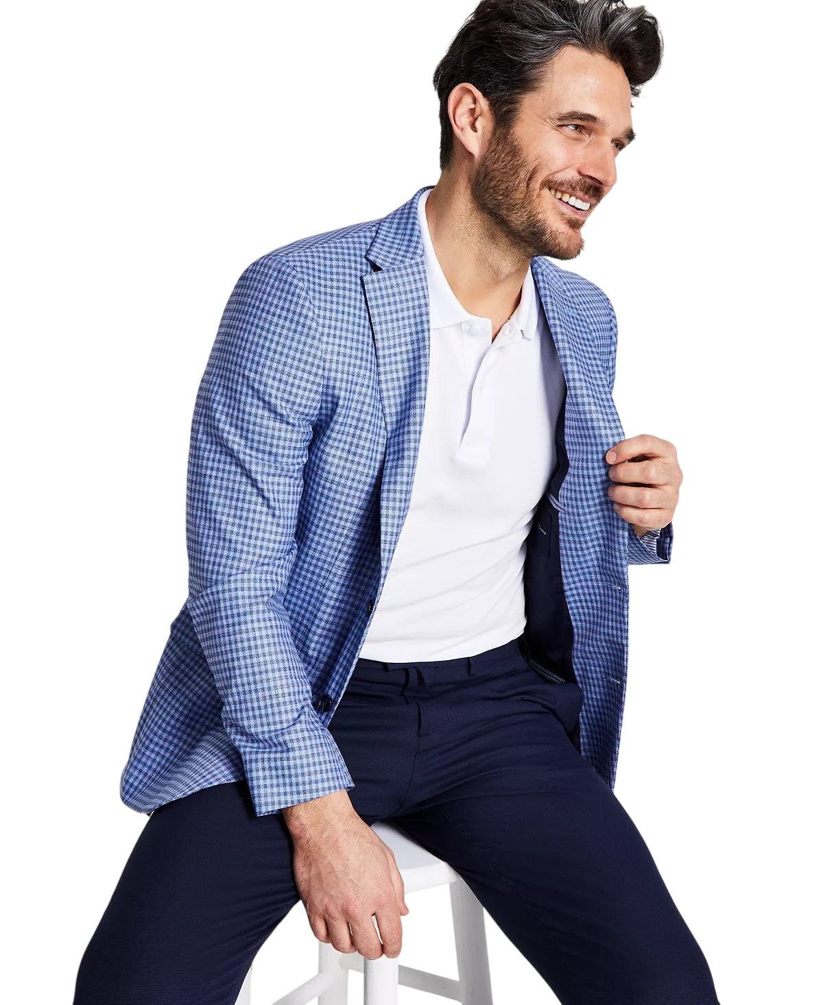 Tommy Hilfiger Mens Modern fit Sport Coat Blazer 36 R Light Blue Check
