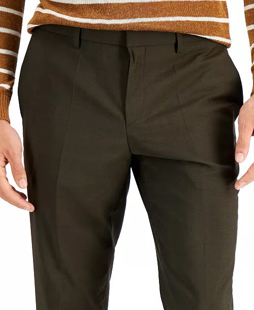 HUGO Boss Men's Suit Dress Pants 32 x 32 Slim-Fit Olive Green Wool Superflex