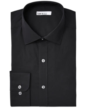 Bar Iii Men's Slim Fit Button Down Dress Shirt Black 16 - 16.5