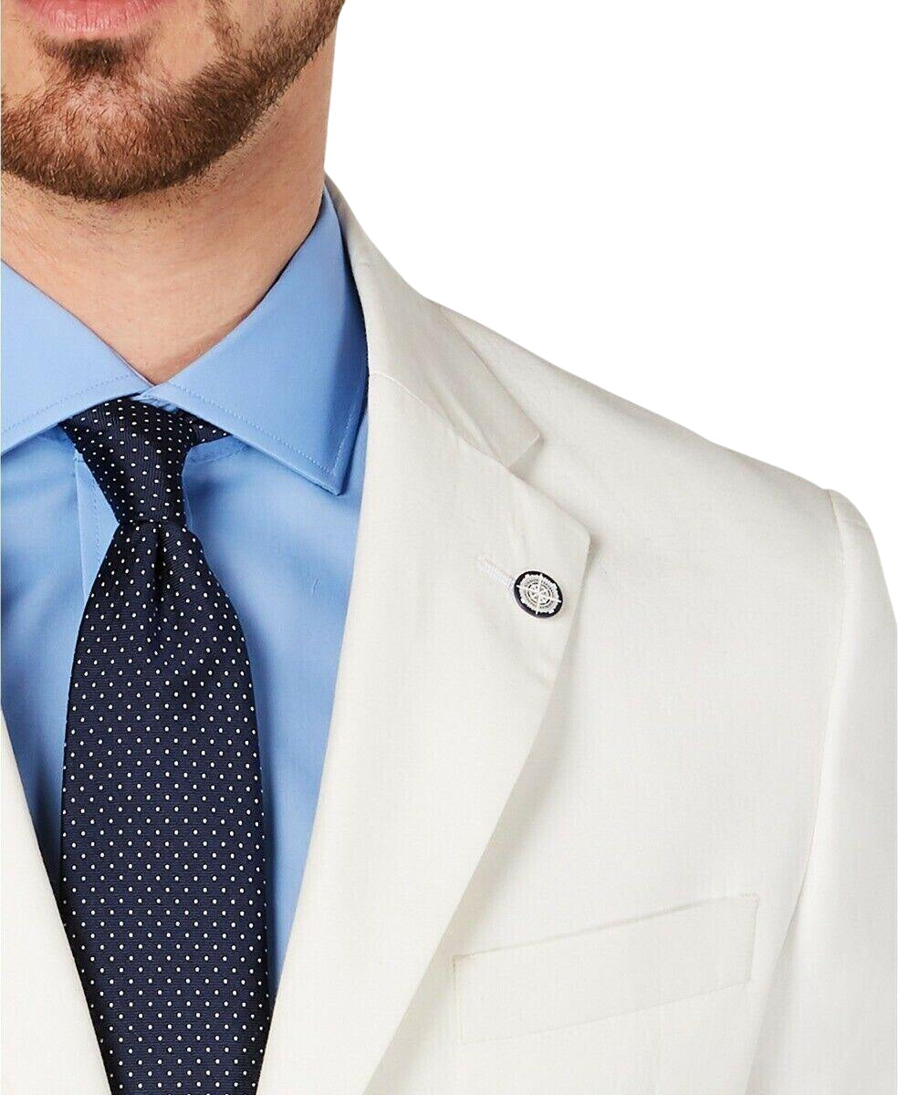 Nautica Mens Modern fit Sport Coat Blazer 42 R White Solid Stretch