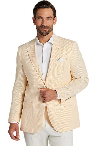 Nautica Mens Modern fit Sport Coat Blazer 42 L Yellow Striped Stretch