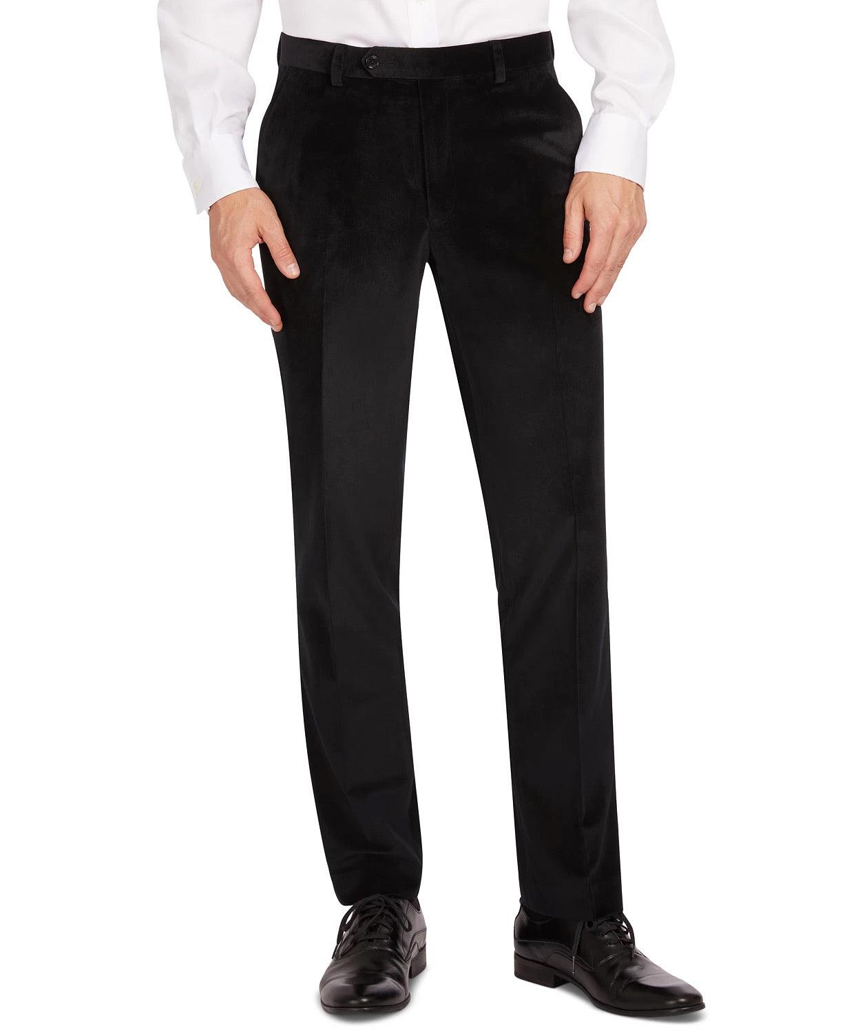 Tommy Hilfiger Men Modern fit Dress Velvet Pants 36 / 32 Black Solid