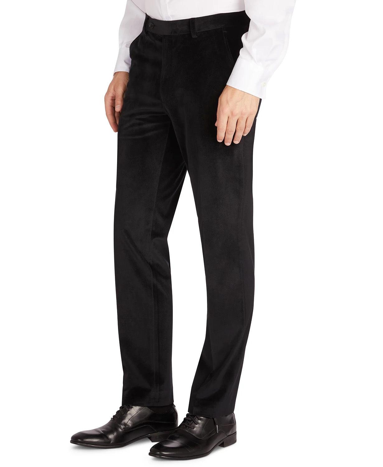 Tommy Hilfiger Men Modern fit Dress Velvet Pants 36 / 32 Black Solid