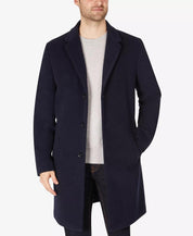Tommy Hilfiger Mens Classic fit Overcoat Coat 38 R Navy Blue Solid