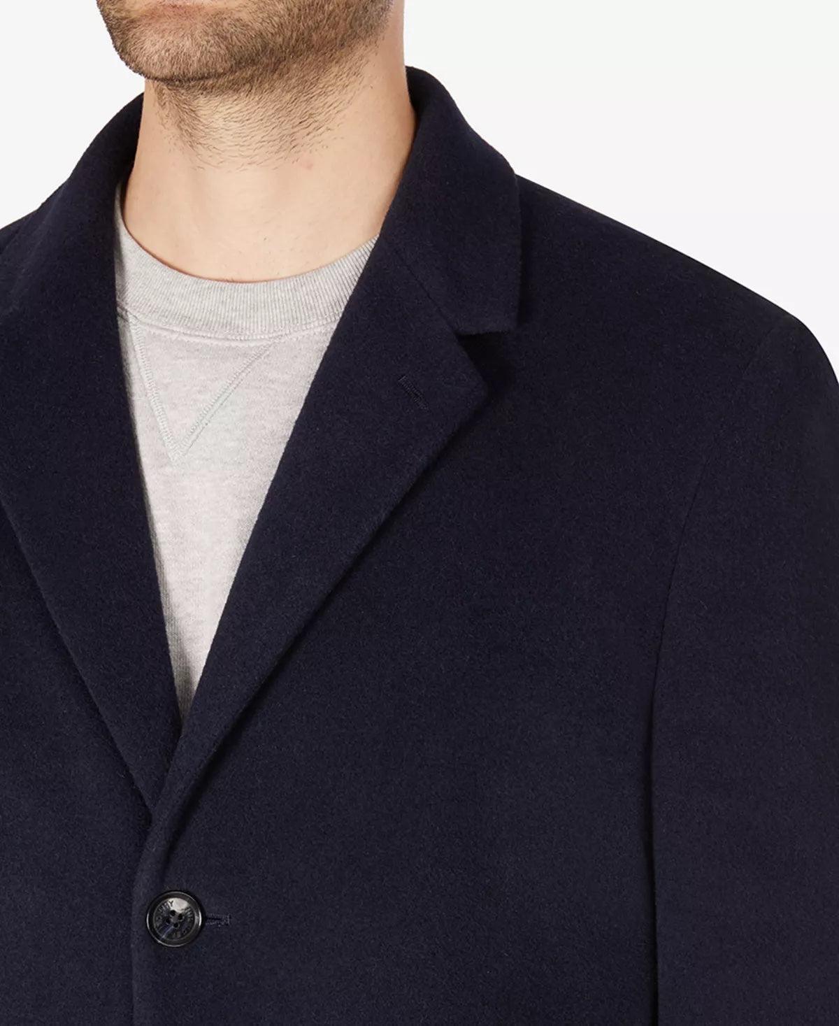 Tommy Hilfiger Mens Classic fit Overcoat Coat 38 R Navy Blue Solid