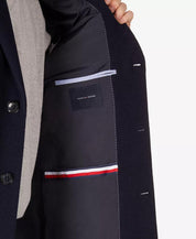 Tommy Hilfiger Mens Classic fit Overcoat Coat 38 R Navy Blue Solid