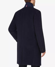 Tommy Hilfiger Mens Addison Wool-Blend Trim Fit Overcoat Coat 40R Navy Blue