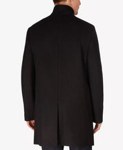 Calvin Klein Mens Slim-Fit Overcoat Coat 48L Black Wool
