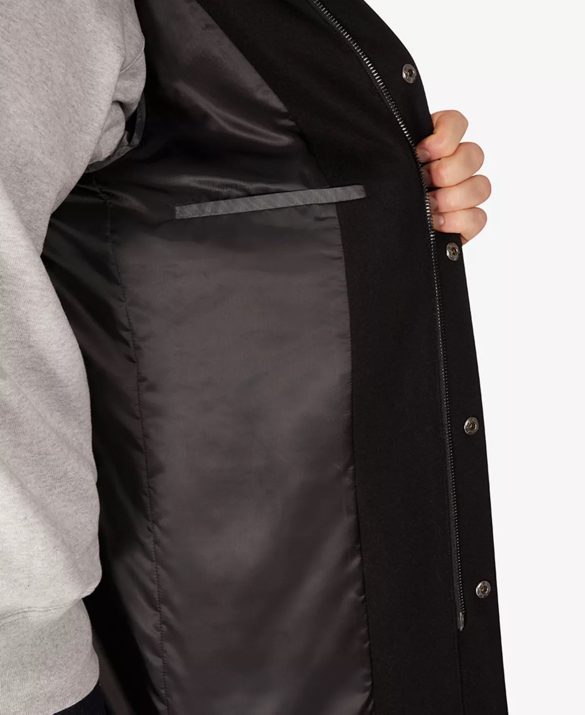 Calvin Klein Mens Slim-Fit Mayden Wool Overcoat Coat 36S Black
