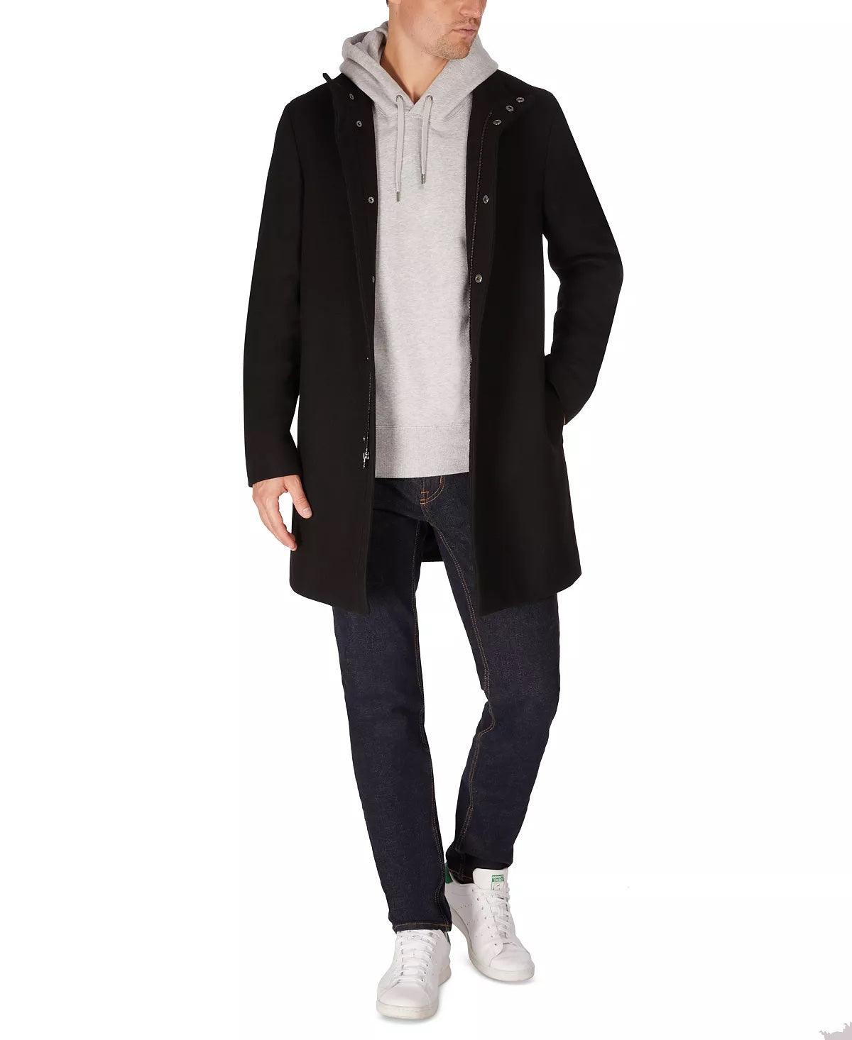 Calvin Klein Mens Slim fit Overcoat Coat 38 R Black Solid