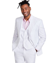 Tayion Mens Classic fit Suit Jacket Blazer 44 S White Solid