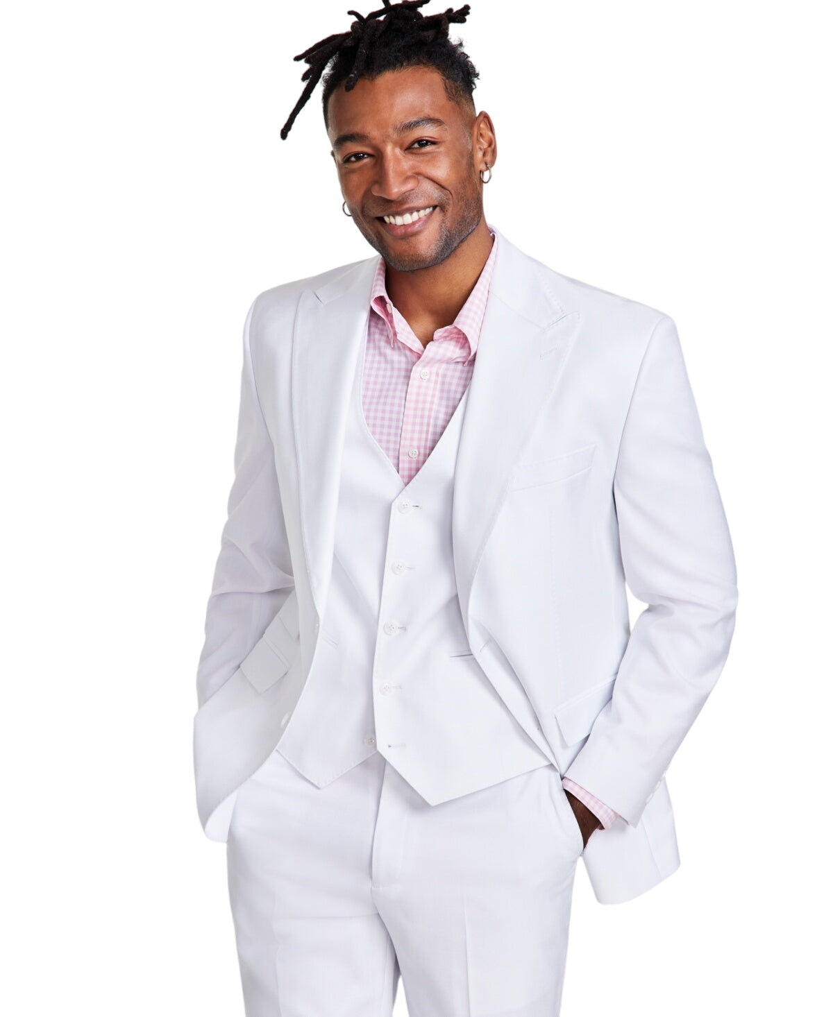 Tayion Mens Classic fit Suit Jacket Blazer 48 L White Solid