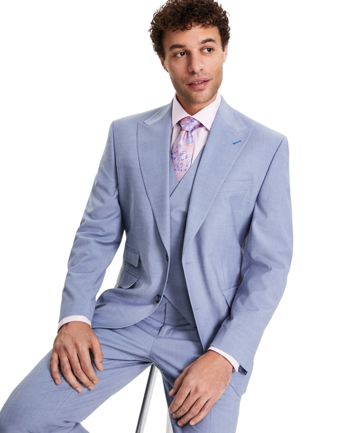 Tayion Mens Classic fit Suit Jacket Blazer 42 R Blue Solid