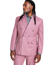 Tayion Mens Classic fit Double Breasted Suit Jacket Blazer 46 R Purple Solid