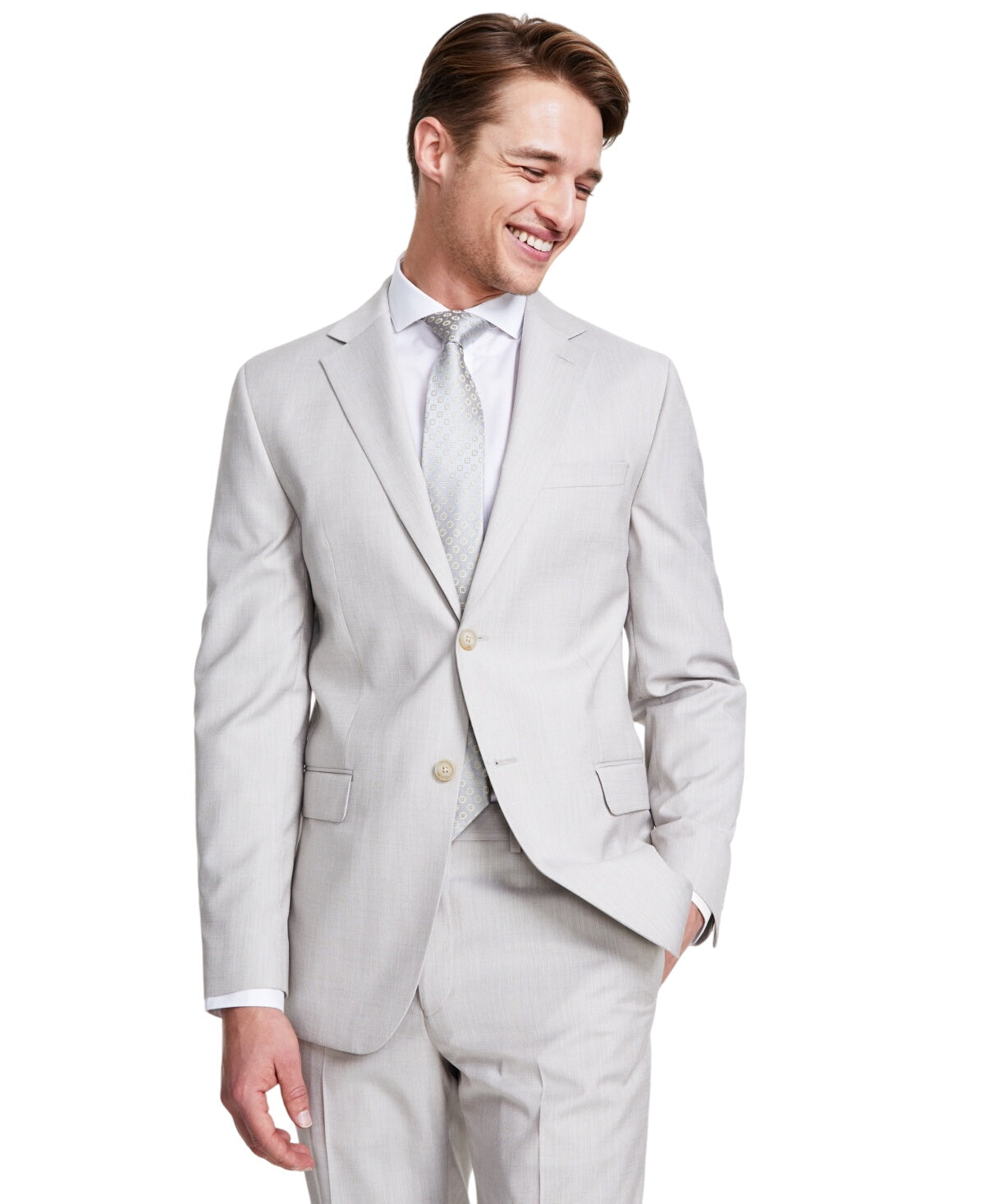 Dkny Mens Modern fit Suit Jacket Blazer 36 R Beige Solid Stretch