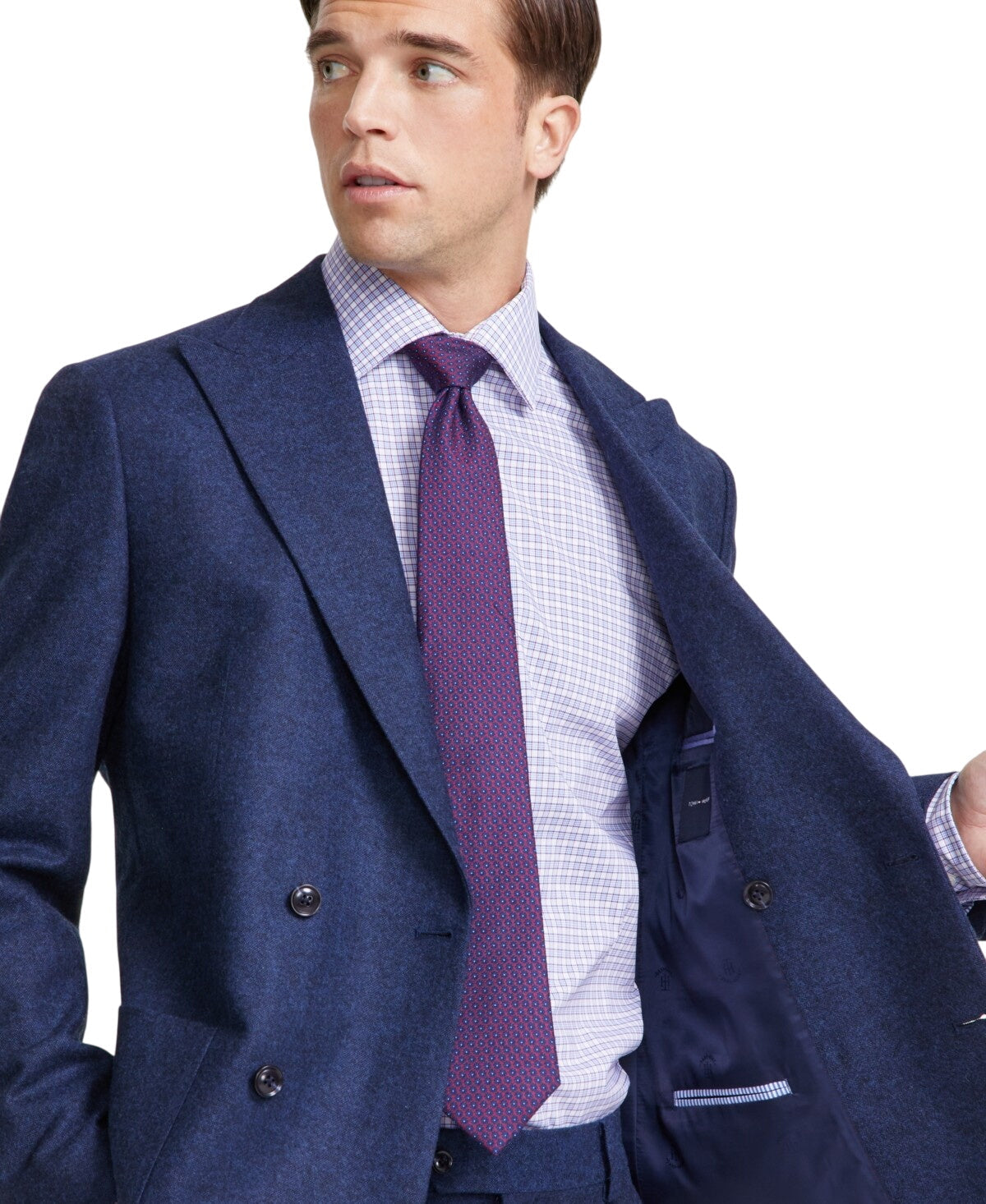 Tommy Hilfiger Mens Modern fit Double Breasted Suit Jacket Blazer 48 R Blue