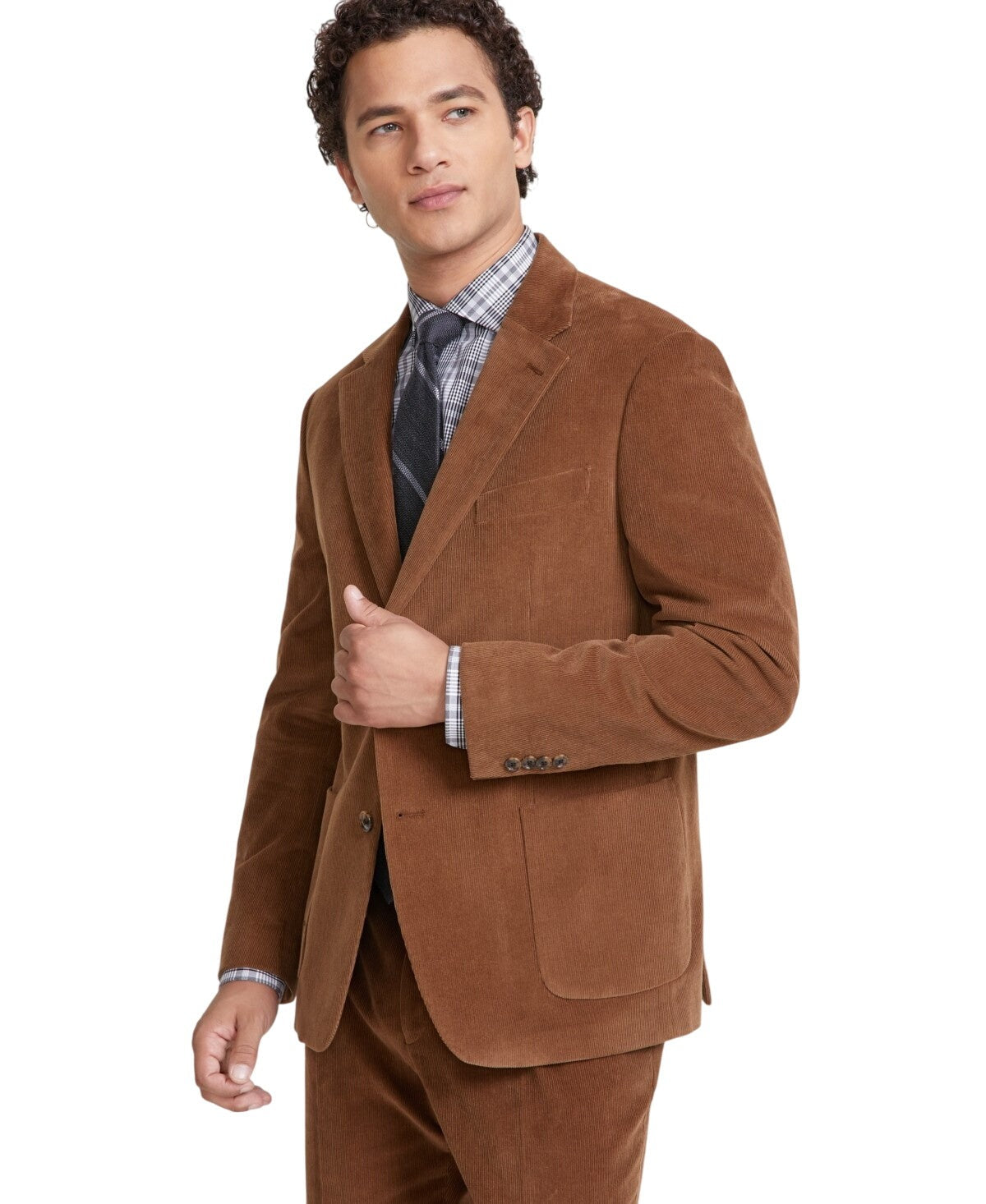 Tommy Hilfiger Mens Modern fit Corduroy Suit Jacket Blazer 46 L Beige Solid