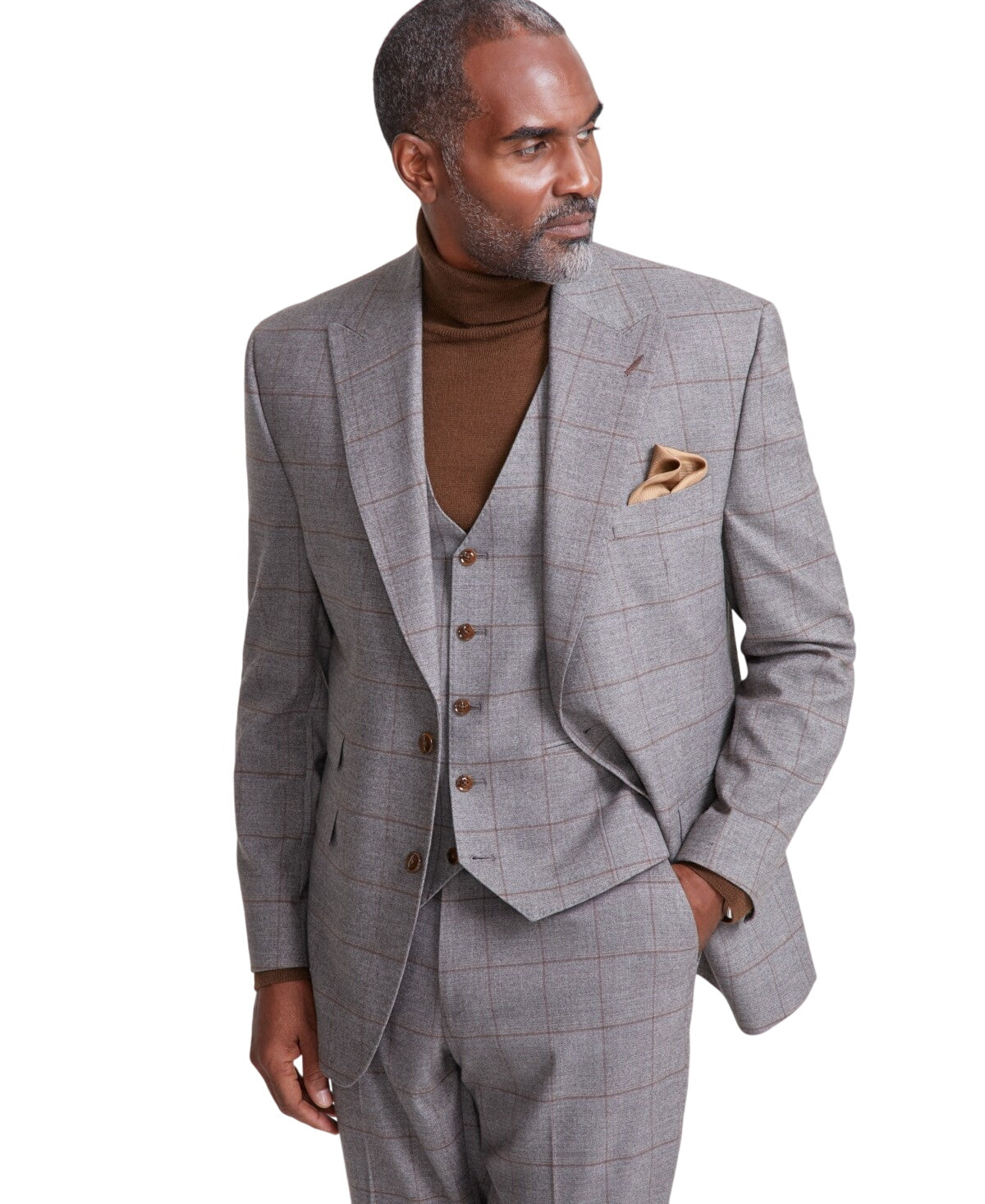 Tayion Mens Classic fit Suit Jacket Blazer 38 S Grey Check