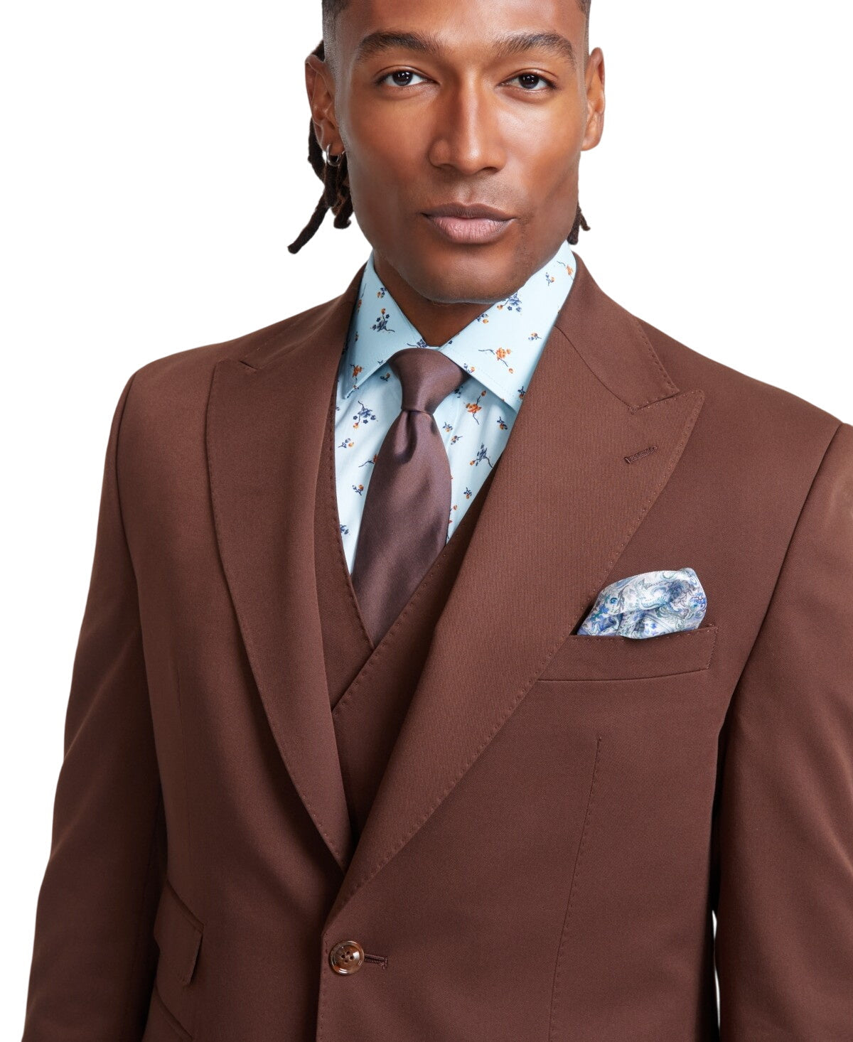 Tayion Mens Classic fit Suit Jacket Blazer 44 L Brown Solid