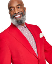 Tayion Mens Classic fit Sport Coat Blazer 46 L Bright Red Solid Stretch