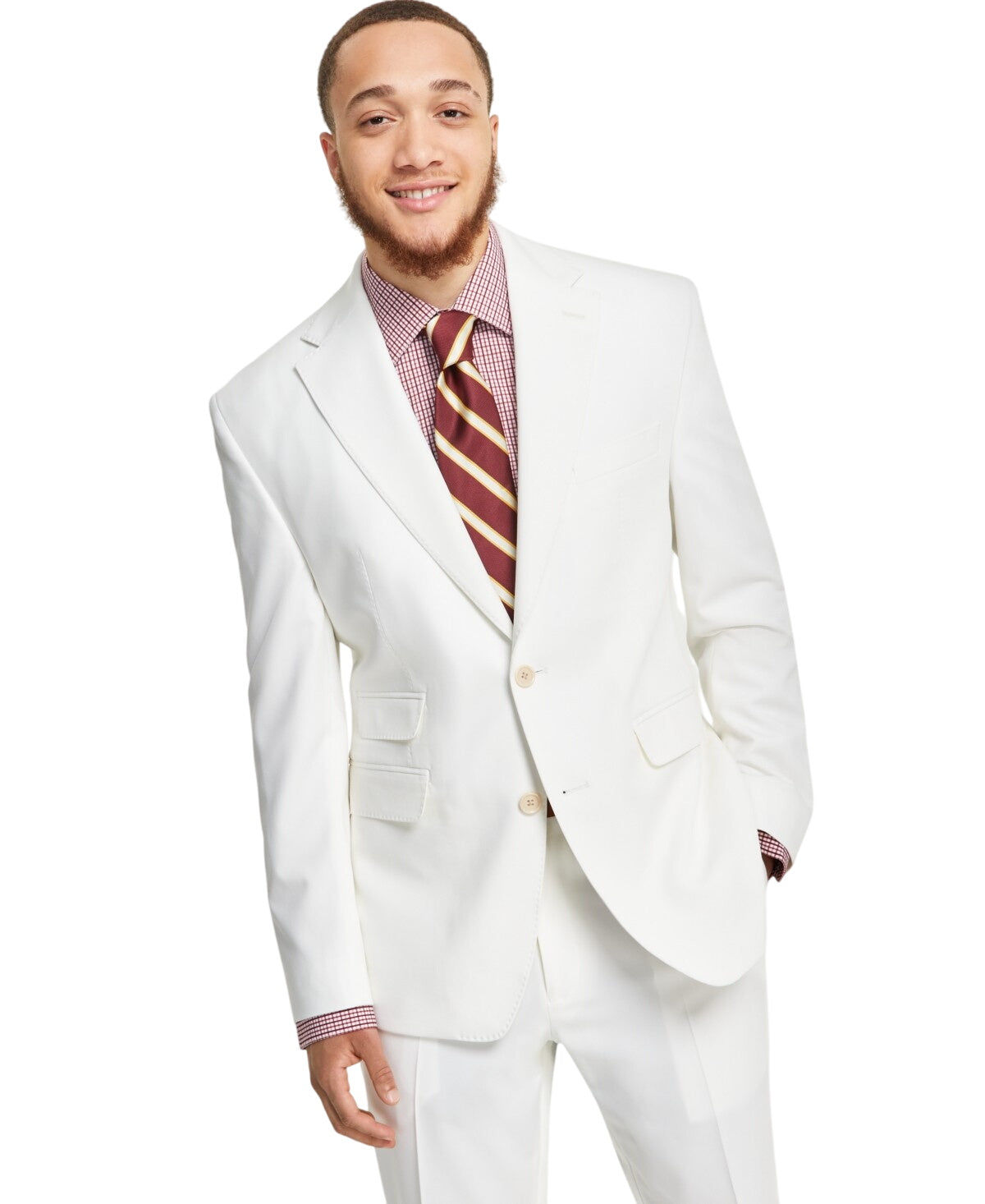 Tayion Mens Classic fit Suit Jacket Blazer 44 R White Solid