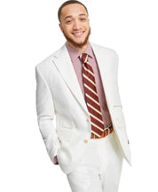 Tayion Mens Classic fit Suit Jacket Blazer 46 L White Solid Stretch