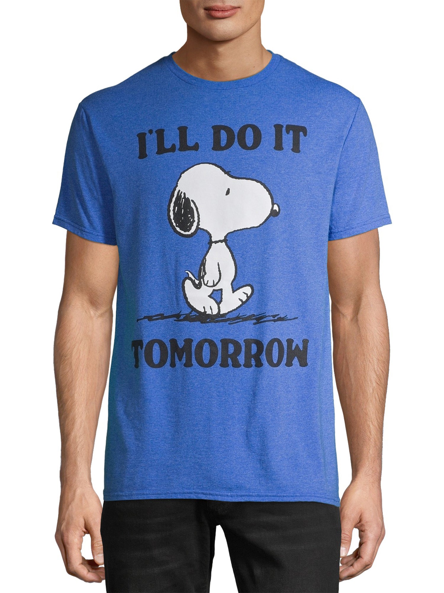 Hybrid Men's Snoopy Graphic Short Sleeve T Shirt Royal Heather Blue Small