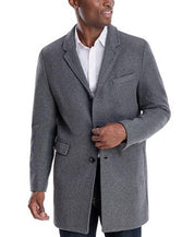 Michael Kors Men's Slim-Fit Topcoat Over Coat 42R Solid Mid Grey Wool