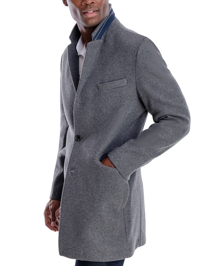 Michael Kors Men's Slim-Fit Topcoat Over Coat 42R Solid Mid Grey Wool