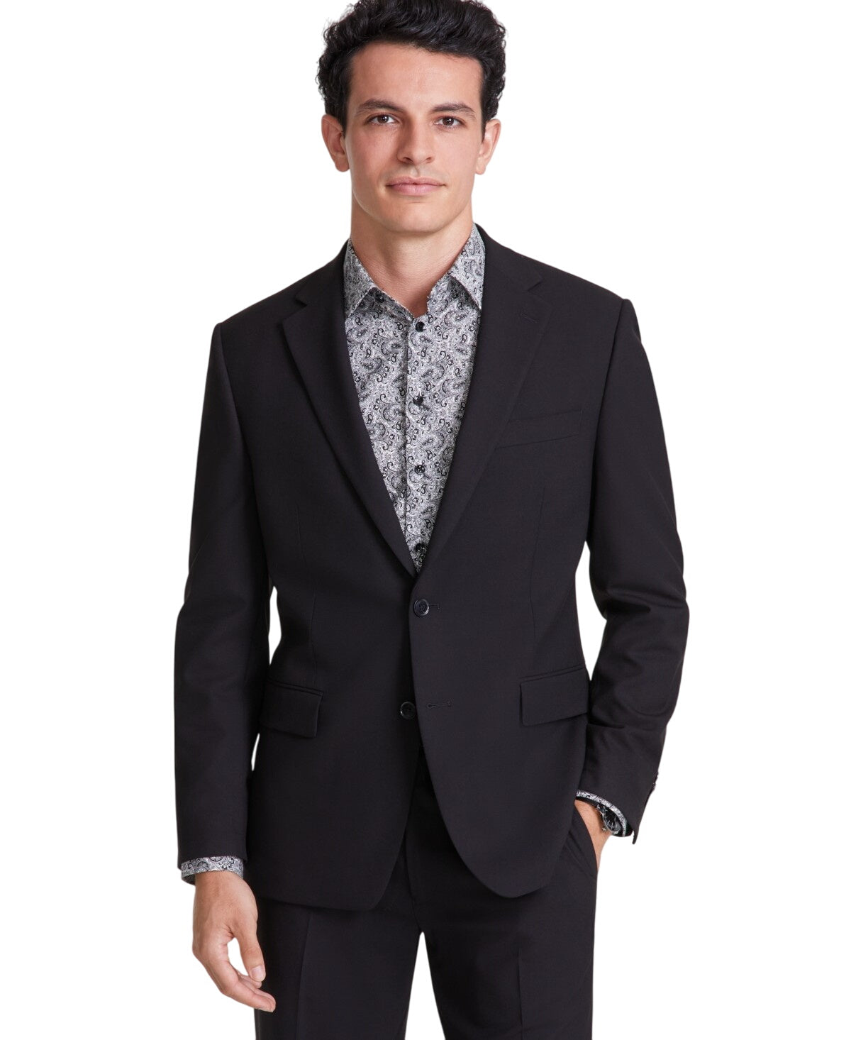 Tallia Mens Classic fit Suit Jacket Blazer 46 L Black Solid