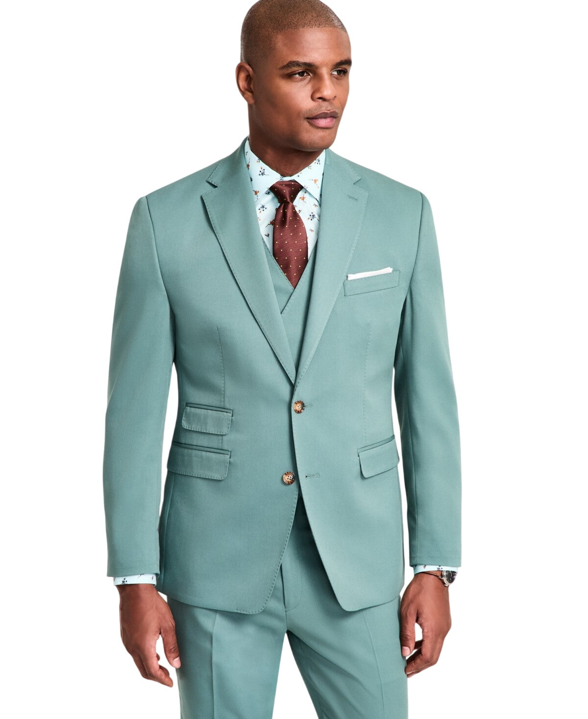 Tayion Mens Classic fit Sport Coat Blazer 42 R Mint Green Solid Stretch