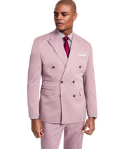 Tayion Mens Classic fit Double Breasted Suit Jacket Blazer 52 L Purple Solid