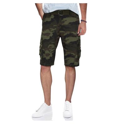 X RAY Men's Belted Cargo Shorts with Snap Detail Green Multi 34