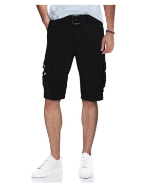 X RAY Men's Belted Cargo Shorts with Snap Detail Black 36