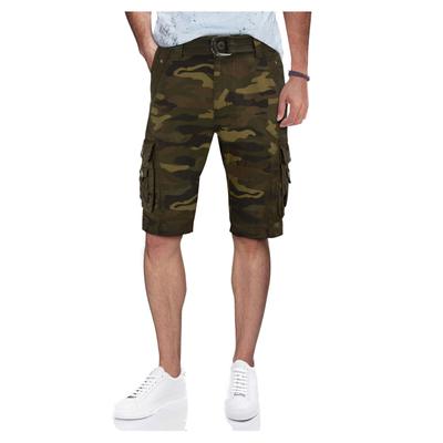 X Ray Mens Belted Snap Detail Cargo Shorts Brown Camo 38