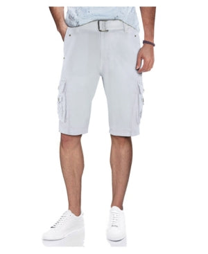 X-Ray Men's Belted Snap Detail Cargo Shorts Knee Length White 34